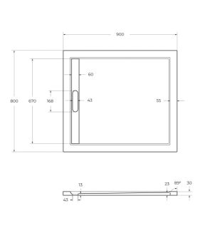 Душевой поддон из искусственного мрамора CEZARES TRAY-AS-AH-90/80-30-W белый